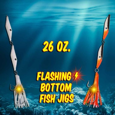 Flashing LED Light Bottom Fishing Jigs – Approx. 26 oz.